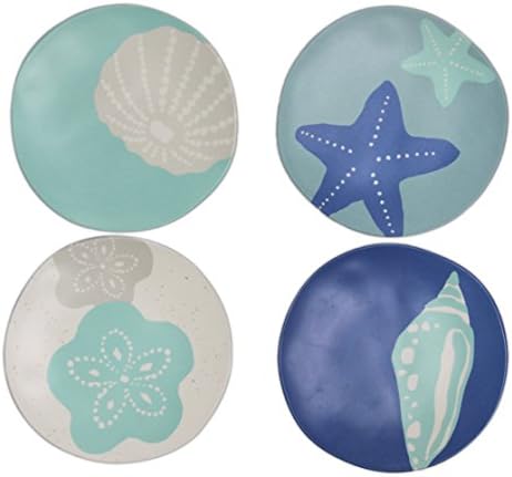 Tar Hong Melamine Set of 4 Oceanic Themed Appetizer Plates