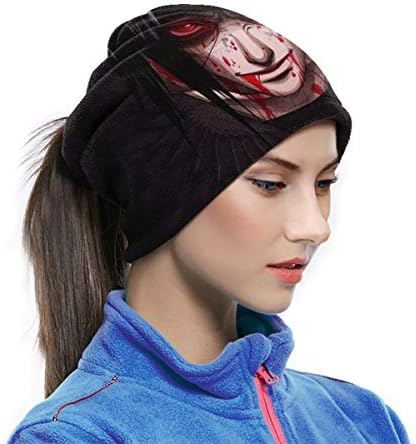 Colorful biking hat with detachable masks and neck cover, suitable for snowboarding and biking.