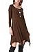 Invug Women Casual Loose Soft Crewneck Long Sleeve Pockets Swing T-Shirt Dress Coffee 3XL