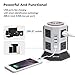 6FT 4 USB 8A Power Strip Tower JACKYLED 3000W/15A 8 Outlet 2 Switches Electric Charging Station Charger USB Hub with Extension Cord for Home Office-White and Grey