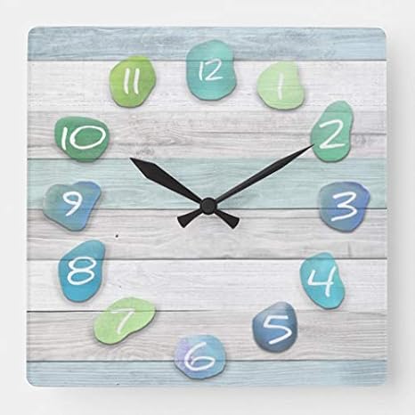10 x 7.5 inches at the widest parts. tattyakoushi 15 by 15 inch wall clock sea glass beach driftwood ocean square wall clock living room clock home decor clock