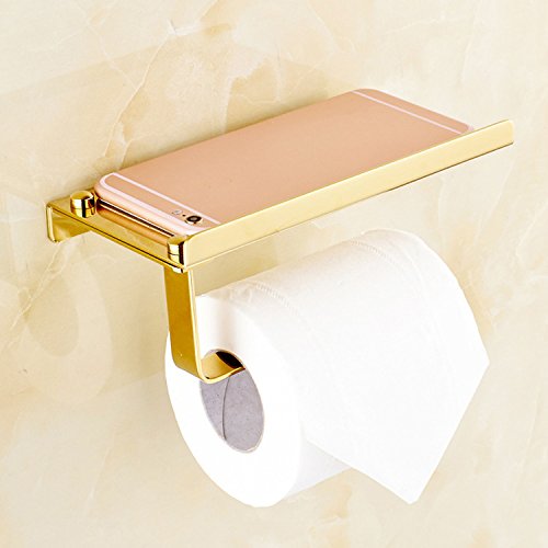 EverDesign Wall Mount Toilet Paper Holder with Mobile Phone Storage Shelf Rack - Tissue Roll Dispenser for Bathroom
