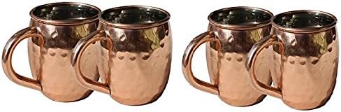 Indian Gifts Store Copper Hammered Barrel Mug With Nickel Lined 06 OZ and Copper C Shape Handle. (4)