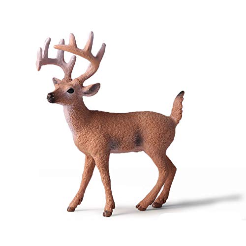 EOIVSH 4 PCS Forest Animal Figures Buck/Moose/Fox/Beaver, Woodland Animal Figurines Cake Toppers Educational Miniature Playset Toys Party Supplies Cute Decoration for Baby Shower Birthday
