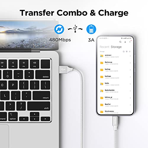 etguuds White USB C Cable 3ft, 2-Pack USB to USB C Cable 3A Fast Charging Type C Cable Braided Data Cord for iPhone 17/16/15 Pro Max Plus, for Samsung Galaxy S26 S25 S24 S23 S22 Note 20, Pixel Moto