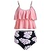 Leadmall Women Tankini Ruffle Swimsuit – Ladies Floral Print Control Tummy Bikini Set – Two Pieces High Waist Beachwearthumb 3