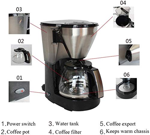 DSY Filterkaffeemaschine, Kaffeemaschine Tropfen Kaffeebrauer Mit 1L Glaskanne Abnehmbar Anti-Tropdet-Design Warm 1050W… – Bild 5