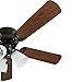Prominence Home Whitley, 42 Inch Traditional Flush Mount Indoor LED Ceiling Fan with Light, Pull Chain, 5 Dual Finish Blades, Reversible Motor - 50864-01 (Bronze)