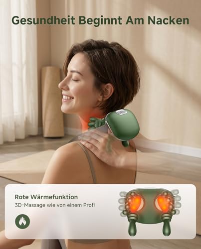 Massager, 4D Neck Massager with Heat, Heating Neck, 3 Massage Settings & 2 Heat Settings, Deep Tissue Massage for Neck and Shoulders, Rechargeable, Bionic Massager for Parents
