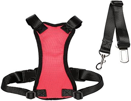 Hancin Pet Safety Vest Harness, No Pull Comfort Dog Cat Vest with Adjustable Safety Seat Belt for Car, Free Size