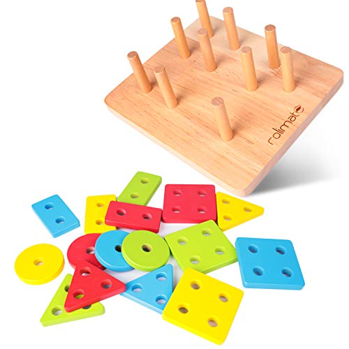 Rolimate Educational Toy Toddler Toy for 2 3 4+ Years Old Boy Girl Wooden Puzzle Shape Sorter Preschool Learning Toy Sensory Toy Montessori Developmental Sorting Stacking Toy for Toddlers Babies Kids - Thumbnail 7