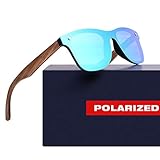 Vintage Wayfarer Style polarized mirror green lense stylish wood frame sunglasses for men women 2018 Anniversary lightweight wooden float shades unique birthday presents gift ideas for him her mom dad