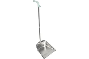 Lurrose Dust Pan with Long Handle: Stainless Steel Standing Dustpan - Stand up Dust Pan for Home Kitchen Yard Cleaning