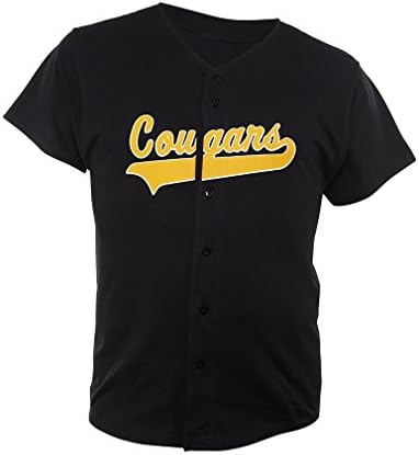 Augustia Cougars Ollin1 Premium Active Short Sleeve Button Up Baseball Jersey Shirt Mens Style: OLNMT1321-BLK/YEL Size: L