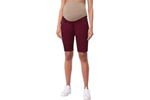 Hybrid & Company Women's Maternity Denim Shorts Over The Belly Comfy Skinny Bermuda Jeans