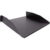 NavePoint 2U 19-Inch Rack Mount Cantilever Server Cabinet Shelf with Lip 16-Inches Deep Black