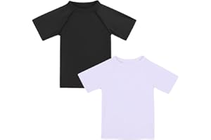 KAKU NANU Boys Rash Guard Short Sleeve Toddler Kids Swim Shirt, Youth UPF 50+ Surfing/Sun Suit
