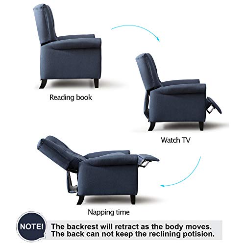 ANJ Elizabeth Push Back Recliners Compact Roll Arm Wingback Accent