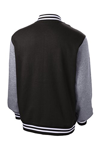 Men's Classic Fleece Letterman Varsity Jacket - BLACK - L