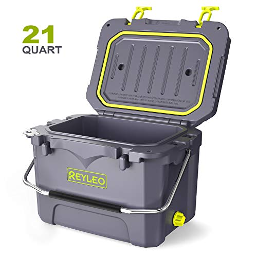 REYLEO Rotomolded Cooler, 3-Day Ice Retention, 21Quart, 30-Can, Bear Resistance, Portable Cooler for Camping, Outdoors, Barbecue, Fishing, Picnic & Short Journey, Nice Appearance, Exquisite Design