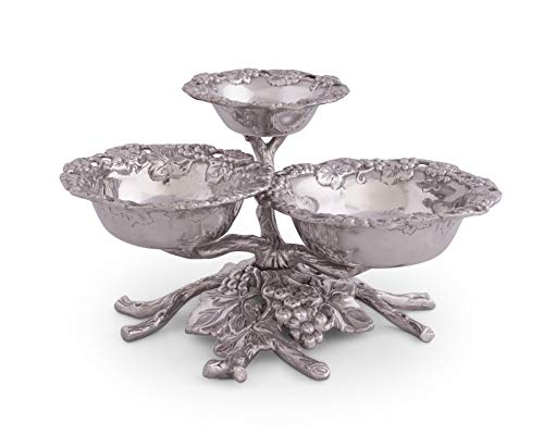 Arthur Court Designs Aluminum Grape Tiered 3-Bowls - Thumbnail 2