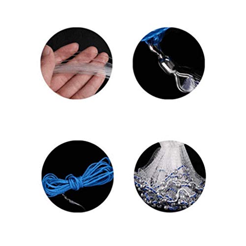 Magic Fishing Net, Tuscom High Strength Nylon Monofilament Saltwater Fishing Cast Net Netting Fishing Tackle Catching Network Crab for Bait Fish, Real Lead Sinker Weights, 7.8ft/9.8ft/11.8ft (7.8ft) - Thumbnail 4