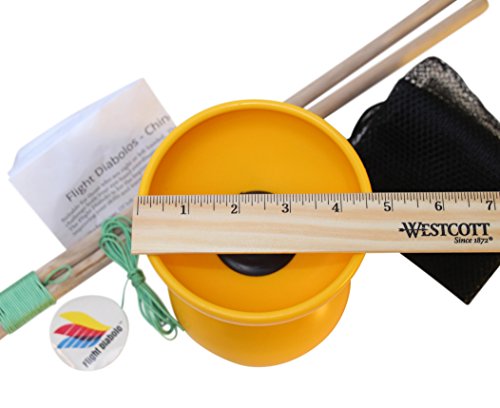 Flight High Performance Diabolo Pro Chinese Yoyo with Handsticks, Net Bag and Extra Strings ... (Yellow) - Thumbnail 5