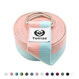 Tumaz Yoga Strap/Stretch Bands with Adjustable D-Ring Buckle (6ft/8ft/10ft, Many Stylish Colors) - Best for Daily Stretching, Yoga, Pilates, Physical Therapy, Fitness