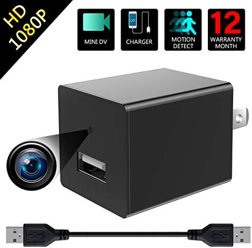 Mini Camera 1080P HD Security Cameras USB Charger Camera Recoder Has Motion Detection and Loop Recording for Use in Security Surveillance of Your Home and Office