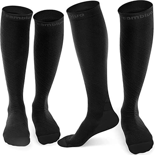 CAMBIVO 2 Pairs Graduated Compression Socks for Women and Men 20-30 mmHg, Elastic Compression Non-Slip Socks for Sports, Running, Recovery, Anti-thrombus, Varicose Veins, Airplane Travel