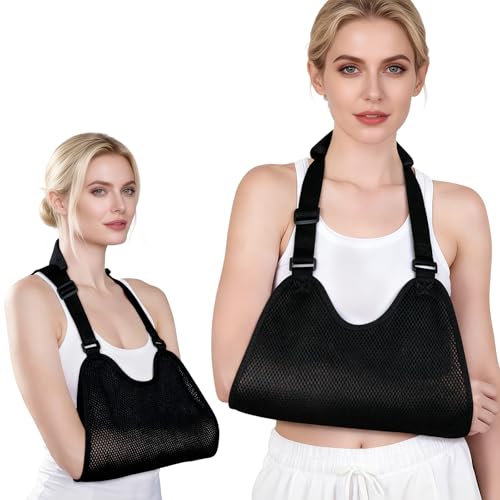 GAOUREL Mesh Arm Sling, Shoulder Immobilizer with Adjustable Shoulder Straps for Torn Rotator Cuff and Arm Injuries, Suitable for Both Right & Left (Black-M) at Amazon