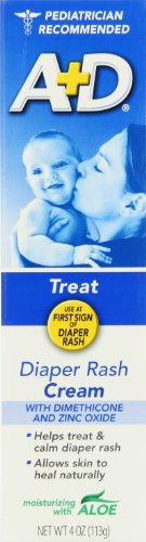 A+D Diaper Rash Cream, Dimethicone Zinc Oxide Cream, 4 oz (113 g) (Pack of 4)