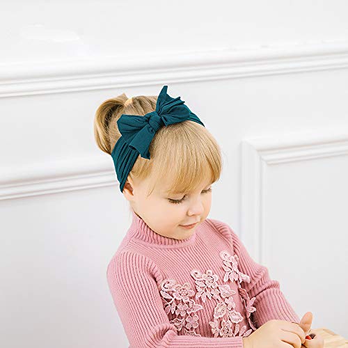inSowni 6pcs Solid Nylon Bow Turban Headbands Elastic Hairbow Headwrap Hair Bands for Newborns Infants Baby Girls Toddlers Kids - Thumbnail 5