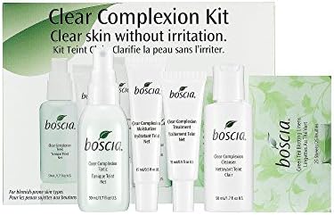 boscia Clear Complexion Kit - This set contains:- 1.7 oz Clear Complexion Tonic, - 0.5 oz Clear Complexion Moisturizer, - 0.5 oz Clear Complexion Treatment, - 1.7 oz Clear Complexion Cleanser, - 25 Sheets Green Tea Blotting Linens by boscia