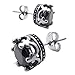 KONOV Vintage Stainless Steel CZ Mens Royal Crown Stud Earrings Set, 2pcs, Black Silver
