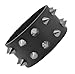 Whiteleopards Mandala Crafts Unisex Black Brown Metal Spike Studded Punk Rock Biker Wide Strap Leather Bracelet (Short Spikes)