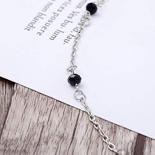 Tgirls Boho Pentagram Hair Chain Crescent Moon Head Chain Black Rhinestone Jewelry Headdress for Women and Girls - Thumbnail 3