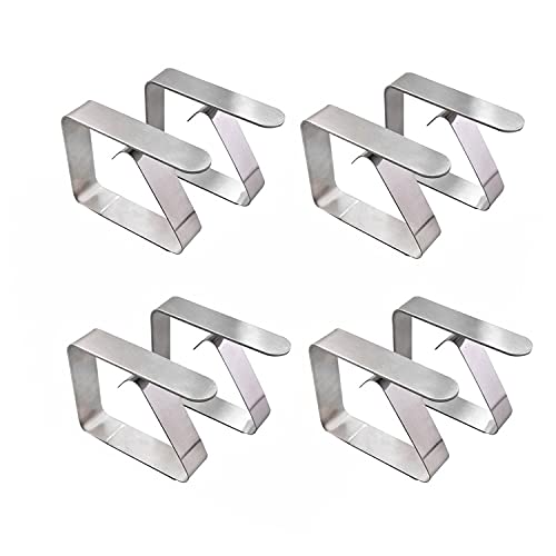 Alnicov Tablecloth Clips Thickened Stainless Steel Silver Table Cover Clamps Holder Tablecloth Clamp Holder for Picnic BBQ Wedding DIY Party 8 Pack