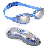 Swimming Goggles, BIRUGEAR UV Protection Anti Fog Swimming Goggle with Protective Case For Men Women Adult Youth Junior Children - Blue
