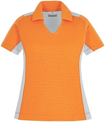 North End Reflex Ladies Performance Embossed Print Polos, Orange Soda, Small