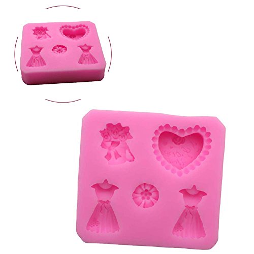 Chige Candy Mold, Silicone Baking Trays - Food Grade & BPA Free - Not Sticky Cake Decoration Mould For Mousse,Chocolate Brownie,Jelly,Ice Cream,Chiffon,Cheesecake,Fondant (Flower Dress) - Thumbnail 4