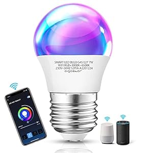 Aigostar Smart WiFi-bulb G45 E27-fitting, werkt met Alexa en Google Home, van kleur te veranderen, 7W LED-lampen…