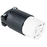 Eaton L1430C 30-Amp 125/250-Volt Hart-Lock Industrial Grade Connector with Safety Grip, Black and White