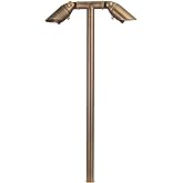 VOLT Twinnovator Cast Brass 12V Adjustable Path Light (Bronze) | Low Voltage, Lamp Ready, Twin Spotlights on Path Light Stem, Ideal for Long Wide Pathways &amp; Driveways