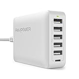 RAVPower USB C Desktop Charger, 60W 6-Port USB Charging Station for Google Pixel XL, Google Nexus 5 X 6P, iPhone, Galaxy Note8 S8 S7 S6 Edge, LG G6 G5 G Flex2 V20 (White)