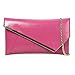b.m.c BMC Fashionably Chic Hot Pink Faux Leather Gold Metal Accent Envelope Style Statement Clutch