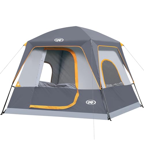 UNP Campingzelt FüR 4-8 Personen, Einfach Aufzubauen, Wasserdicht Mit Regendach, FüR Camping/Wandern Und Trekking (Grau, 240×210×180cm)