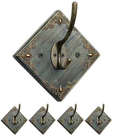 GomReck Wall Mounted Coat Hooks, 5 Pcs Vintage Wooden Rustic Dual Coat Racks Perfect Touch for Your Entryway, Mudroom, Kitchen, Bathroom (Hook #1)