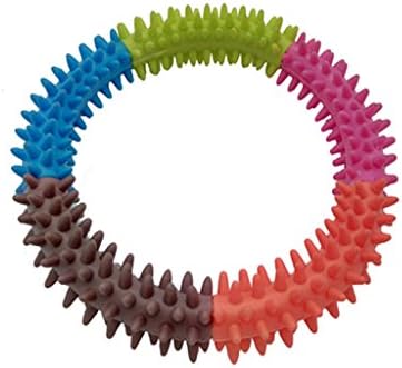 Dog's Thorn Ring Chew Toy Rubber Spiny Multicolor Circle Non-Toxic Dental Healthy Training Toys, 5 Colors, 5.5 Inch