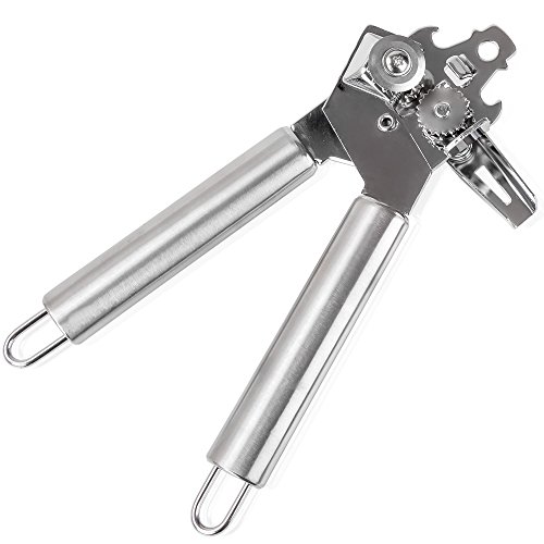 Left Handed Can Opener, Stainless Steel and Chrome. Light Silver Left Handed Manual Can Opener